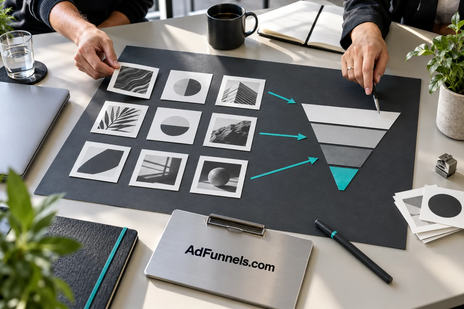 A paid-media agency brand: an illustrative growth desk composition